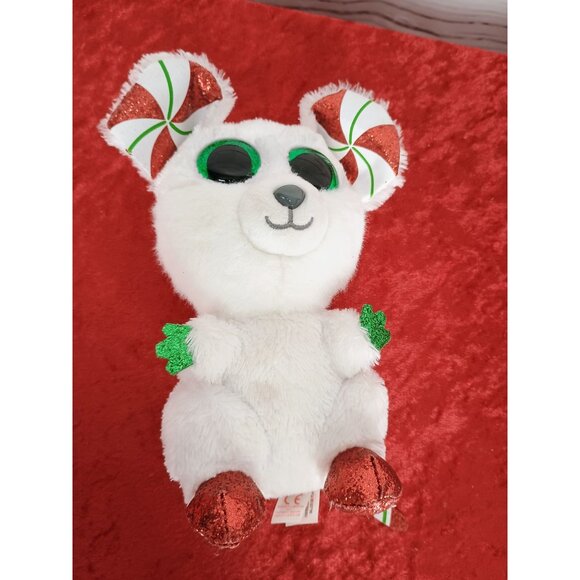 Ty Beanie Boo Chimney The Mouse Christmas Red White Green 7 Inch Plush Toy - Picture 5 of 7